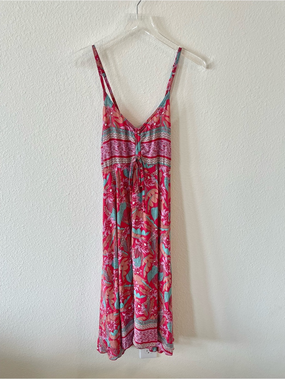 Sea Lustre Pink Tropical Floral Tie-Front Sundress M/L